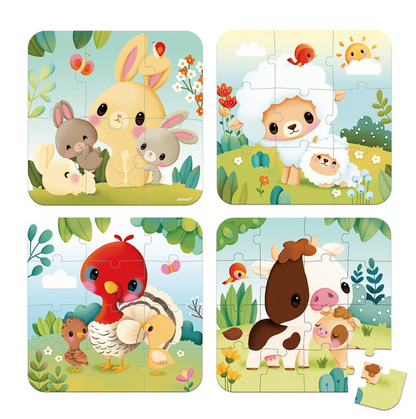 Janod Evolutieve Puzzels Boerderijdieren – 4 Puzzels