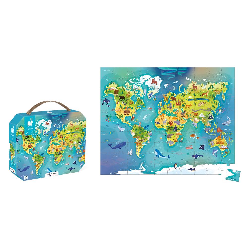 Janod Wereldpuzzel – 100 stukjes