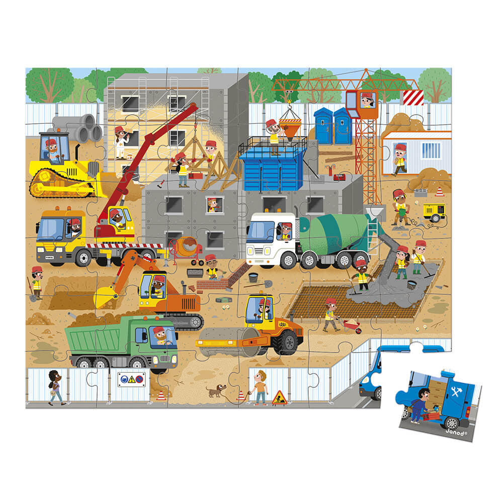 Janod Puzzel Op de Bouwplaats - 36 stukjes