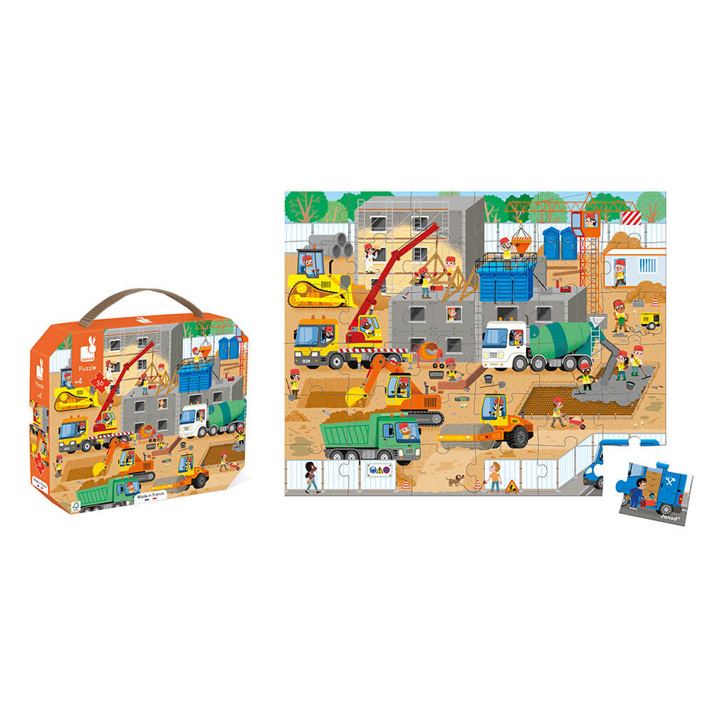 Janod Puzzel Op de Bouwplaats - 36 stukjes