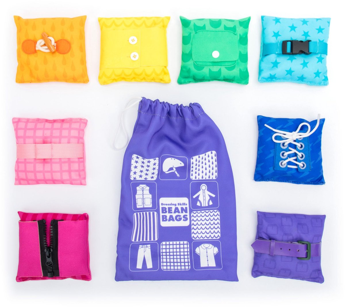 Dressing Skills Bean Bags – pittenzakjes om aankleedvaardigheden te oefenen