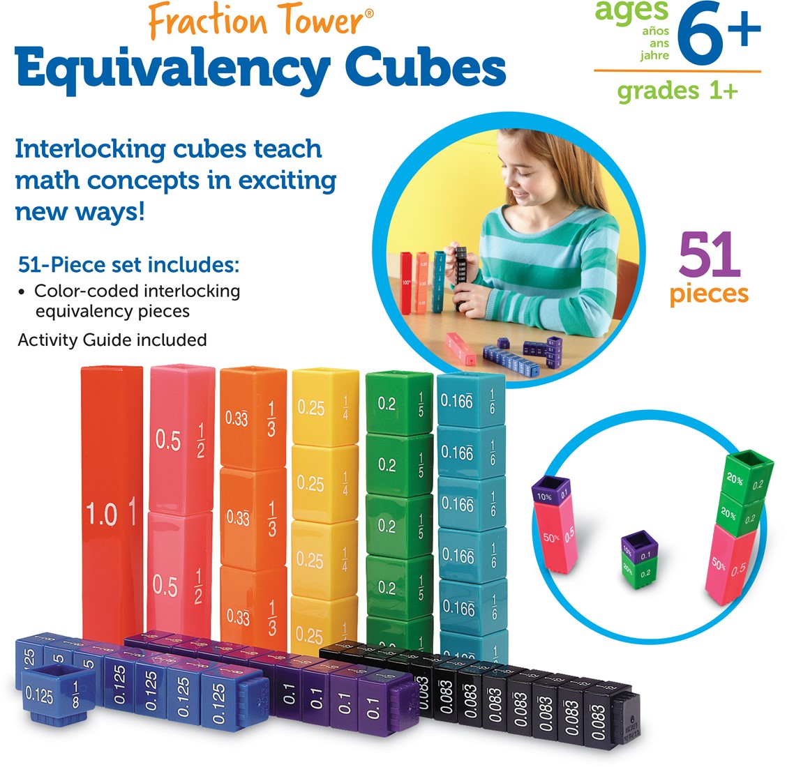 Learning Resources Fraction Tower® Equivalency Cubes