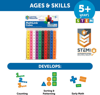 Learning Resources - MathLink® Cubes (set van 100 rekenblokjes)