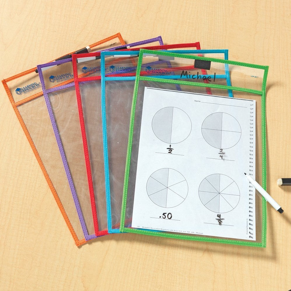 Write & Wipe Pockets – Herbruikbare schrijf- en wishoezen  (5-delig)