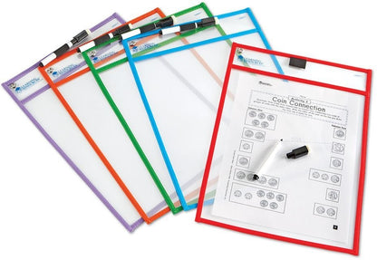 Write & Wipe Pockets – Herbruikbare schrijf- en wishoezen  (5-delig)