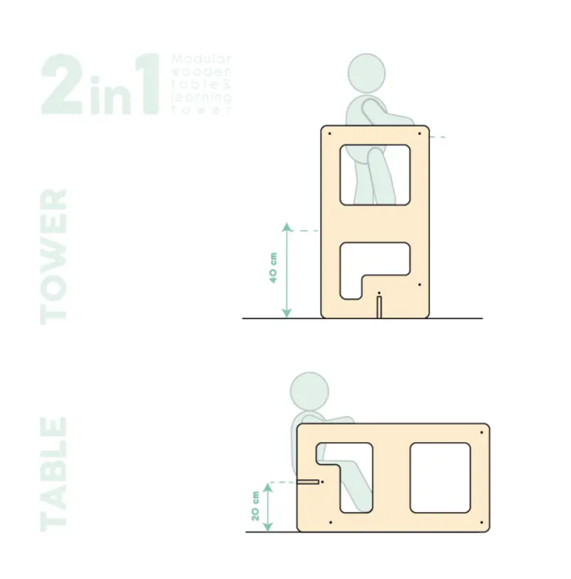 2-in-1 Leertoren en Speeltafel