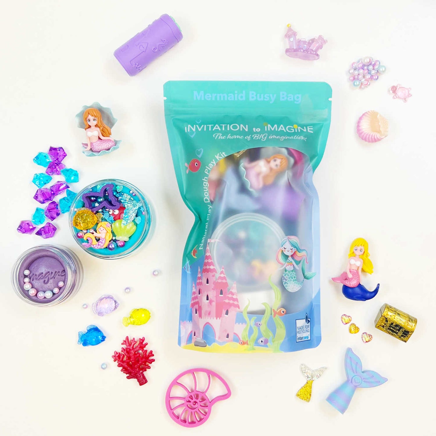 Mermaid Busy Bag – Sensorische speelset met natuurlijke speelklei