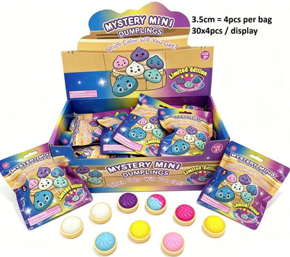 Mystery Bag - verrassingszakje met 4 Mini Squishy Dumpling Fidgets (3,5 cm)