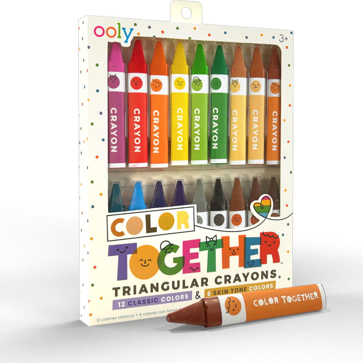 Ooly Color Together Triangle Crayons (18 stuks) – Ergonomische waskrijtjes met huidskleuren