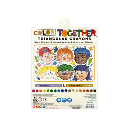 Ooly Color Together Triangle Crayons (18 stuks) – Ergonomische waskrijtjes met huidskleuren
