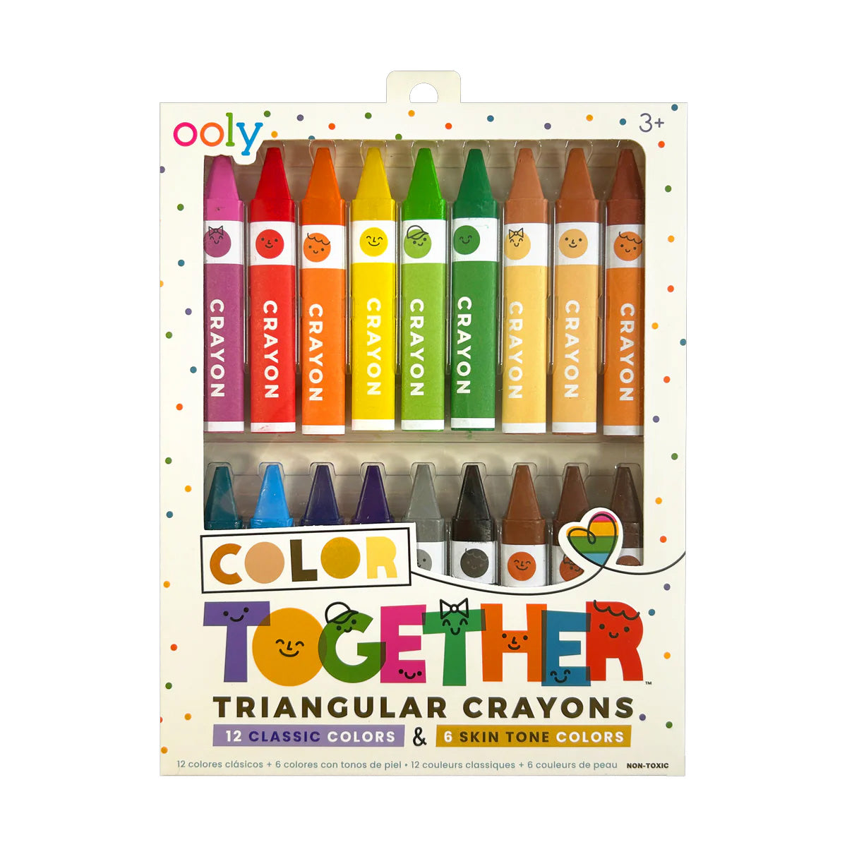 Ooly Color Together Triangle Crayons (18 stuks) – Ergonomische waskrijtjes met huidskleuren