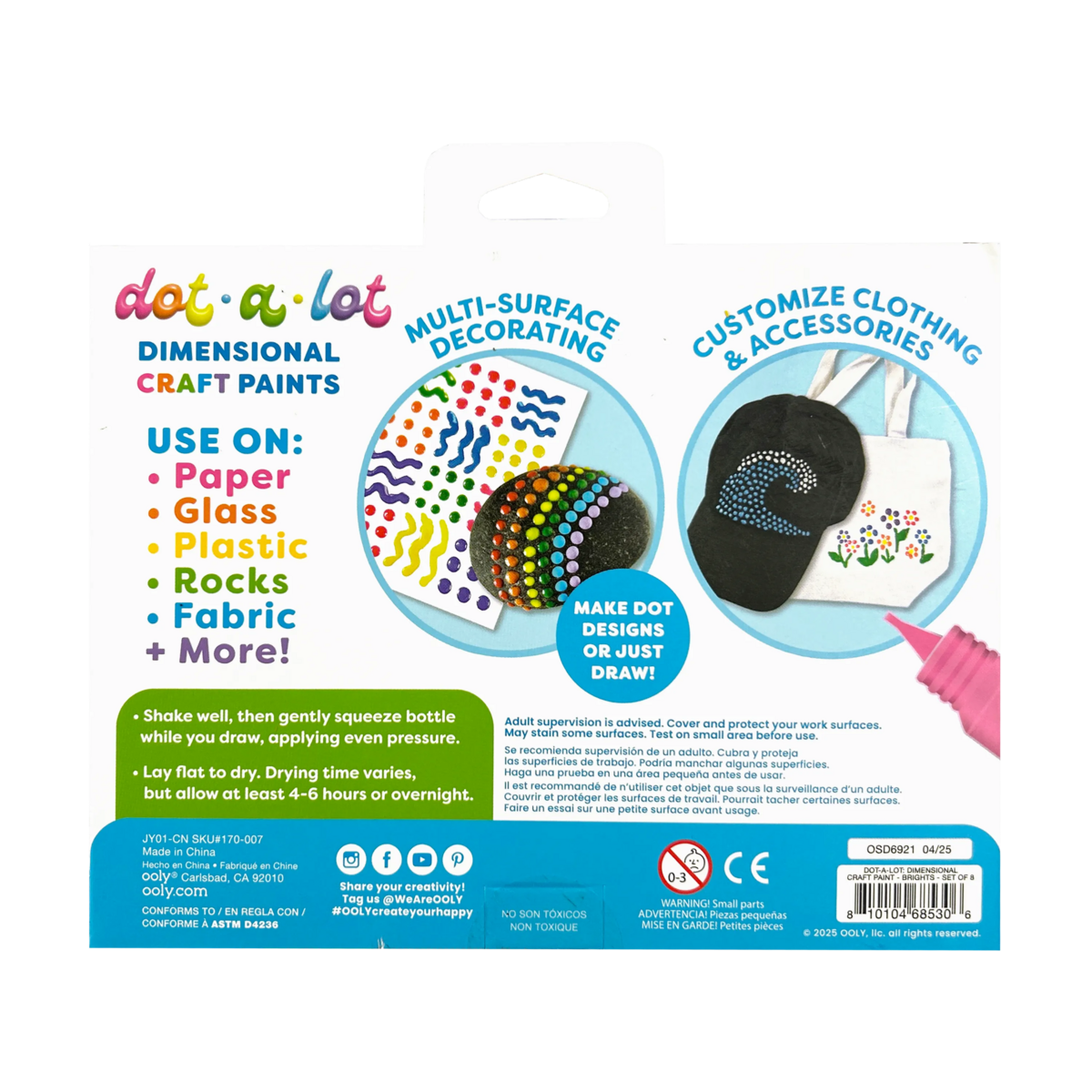 Ooly Dot-A-Lot 3D Dimensional Craft Paint (8 stuks)