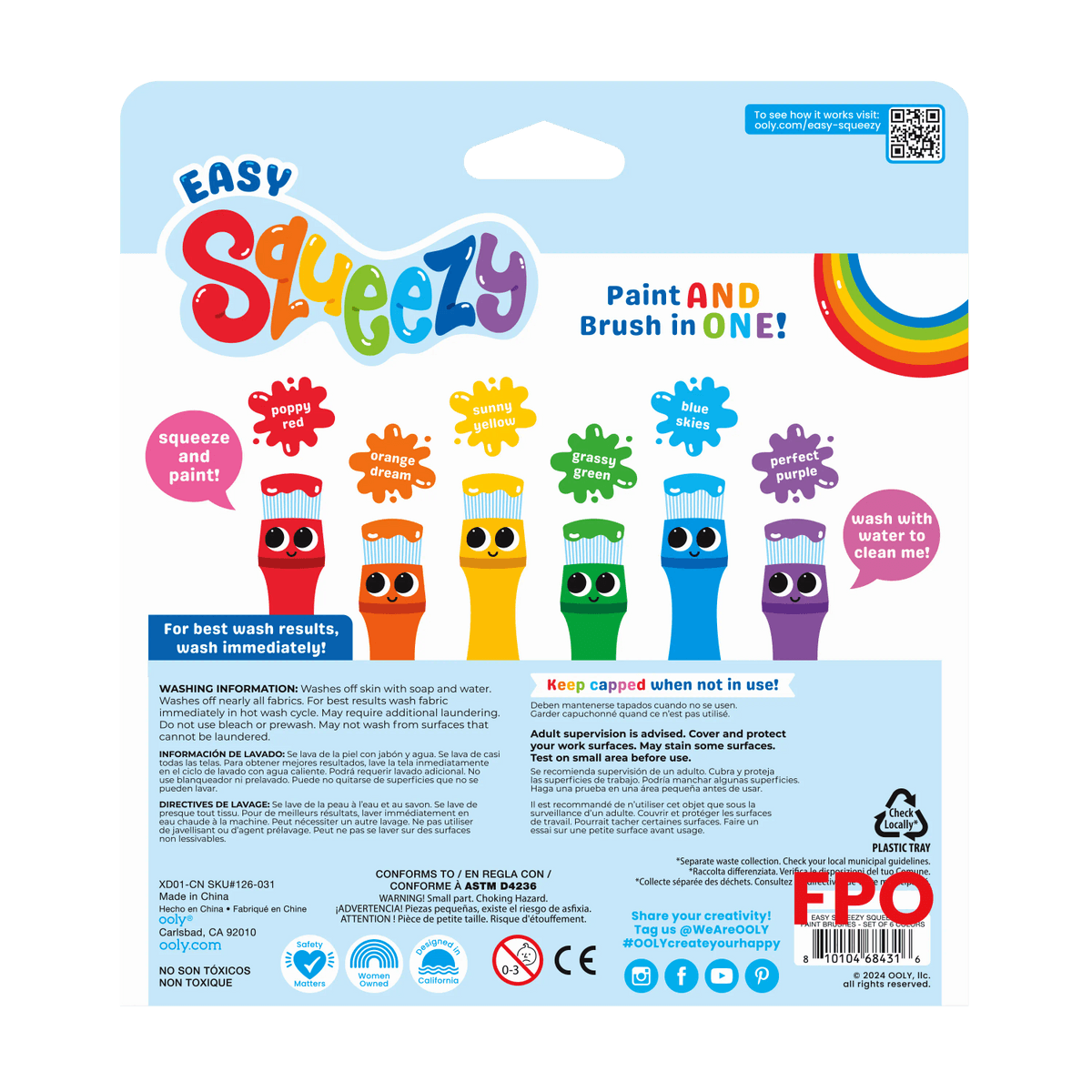 Ooly Squeezable Poster Paint Brushes - Knijpbare Verfpenselen