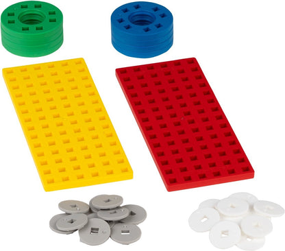 Plus Plus Bouwplaat geel/rood en wielen (26 stuks)