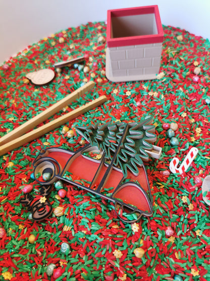 Vulvorm auto met kerstboom