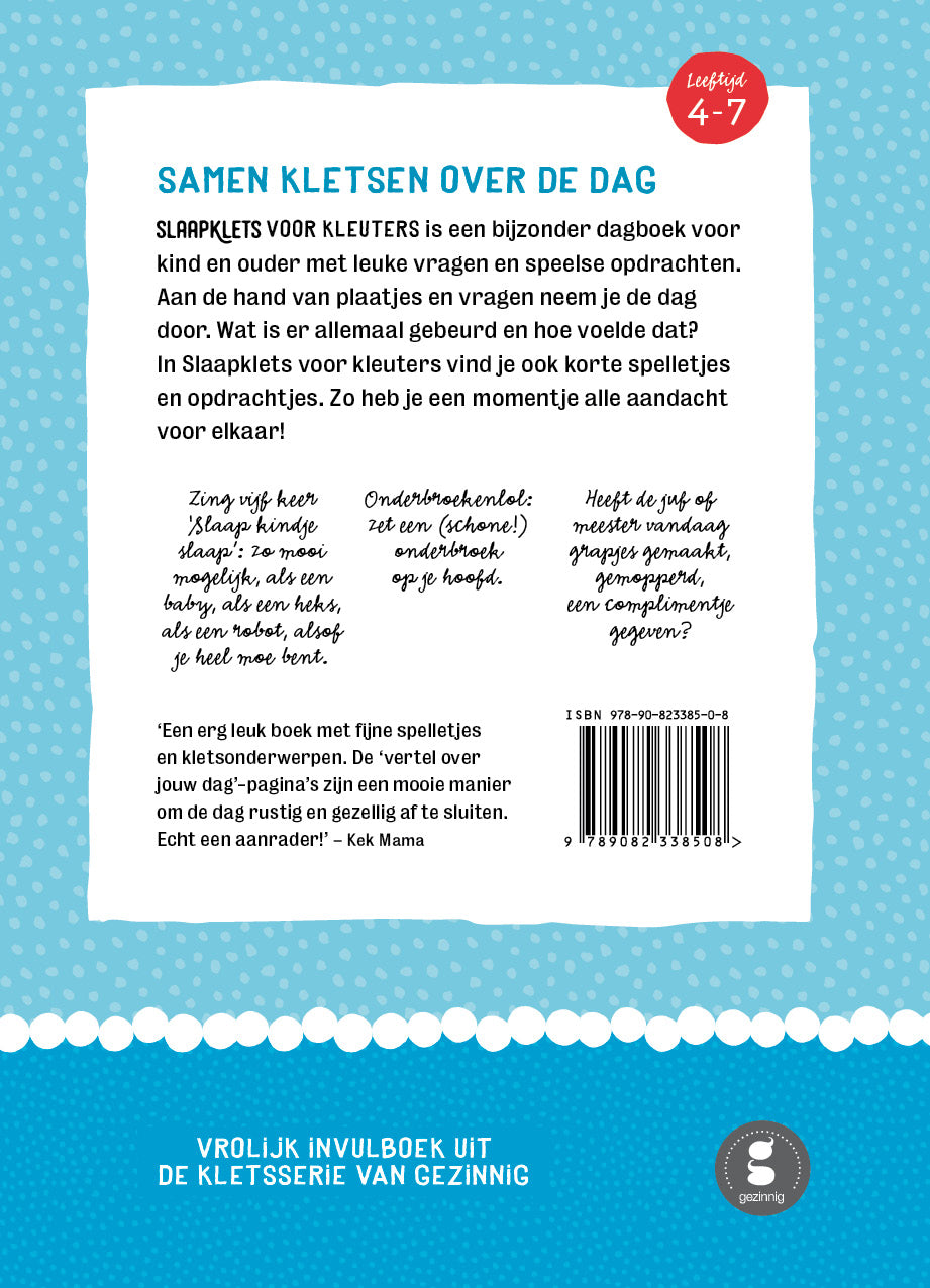 Slaapklets voor kleuters - dagboek voor het slapengaan