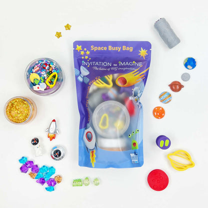 Space Busy Bag – Sensorische speelset met natuurlijke speelklei