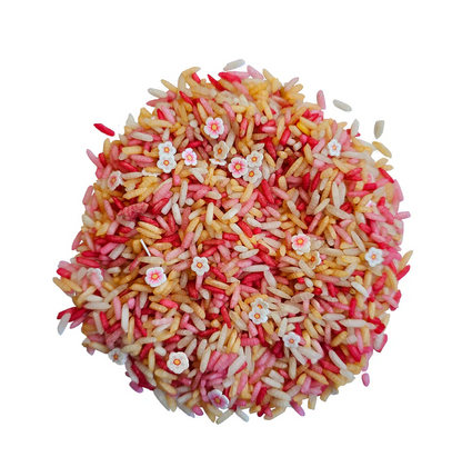 Grennn speelrijst pink flower mix