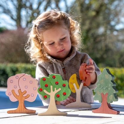 Houten Edelsteenbomen – Sensorische Puzzelset voor Kinderen