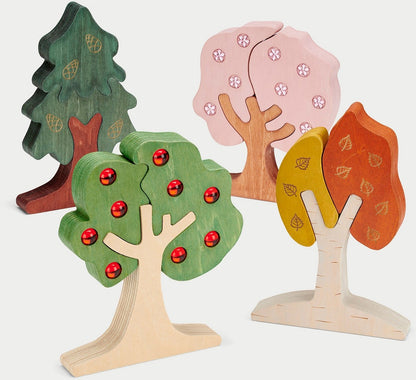 Houten Edelsteenbomen – Sensorische Puzzelset voor Kinderen