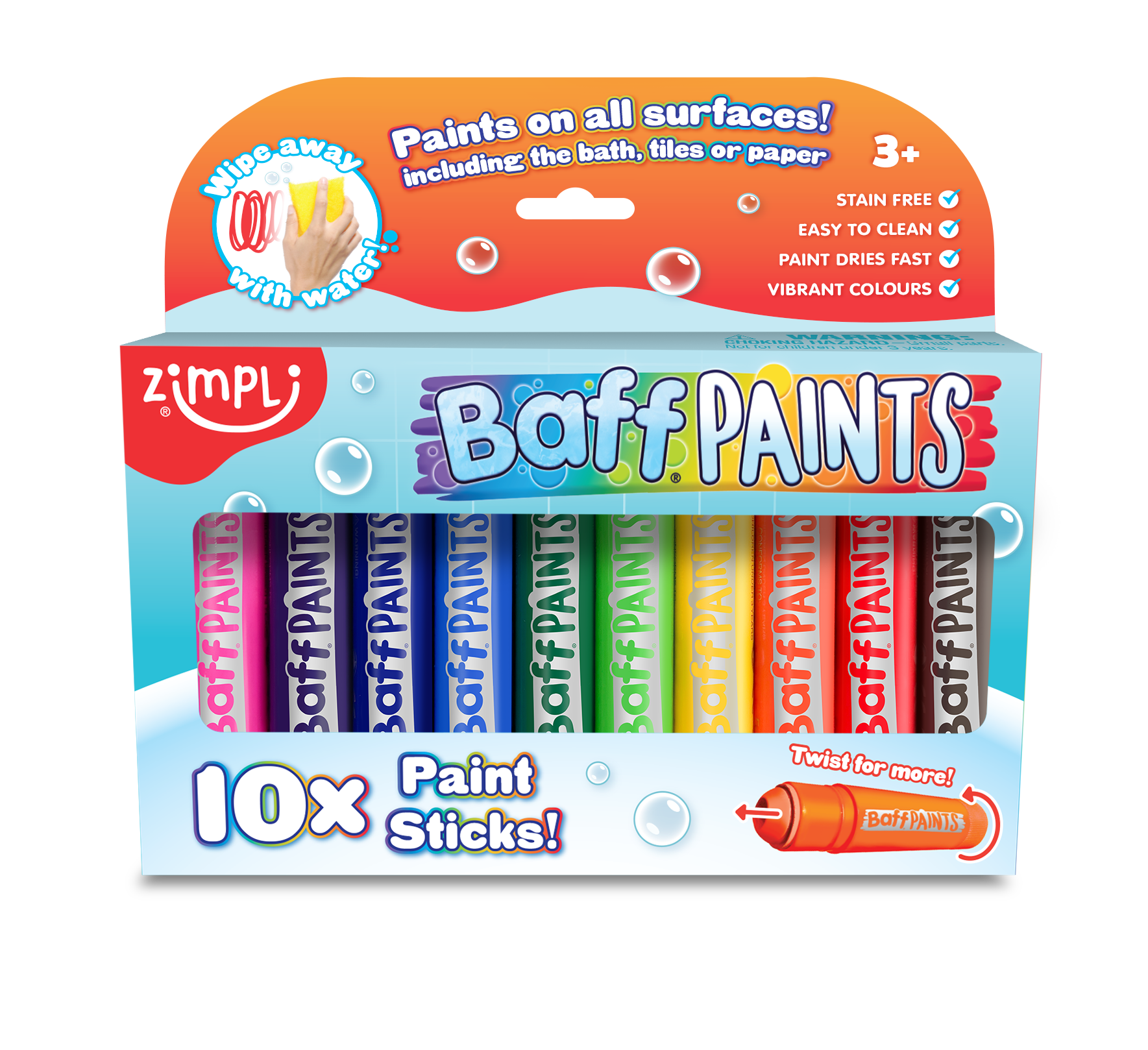 Verfstiften voor in bad en op papier Zimpli Kids Happy Plays