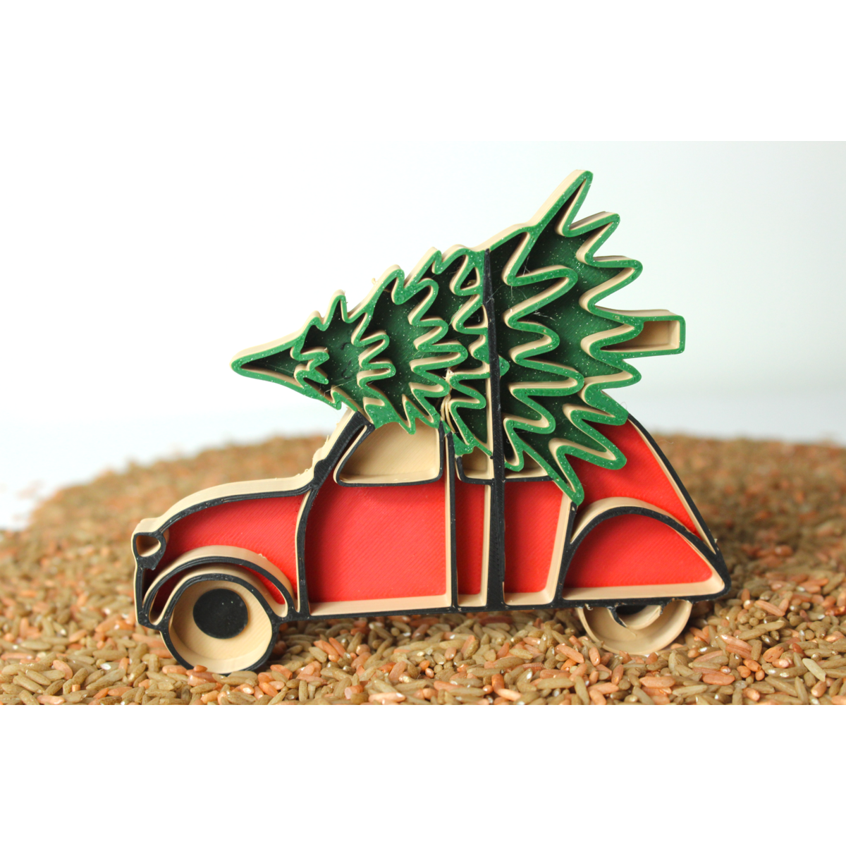 Vulvorm auto met kerstboom