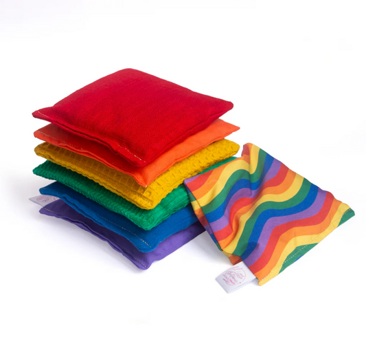 Sensorische pittenzakjes Little Botanic Label - Regenboog + waves 7 st